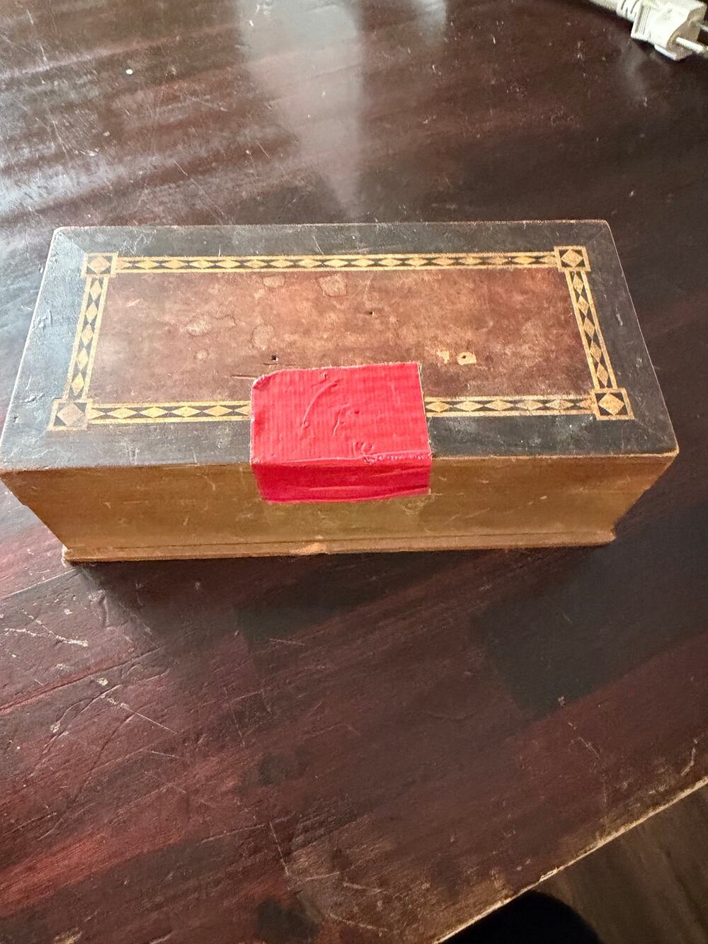 Vintage Inlaid Wooden Sewing Box Chest-Filled With Assorted Vintage Buttons Lot⁠